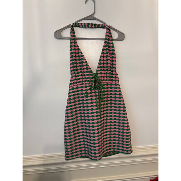 Zara Dresses & Skirts - Zara green and pink halter dress women's large